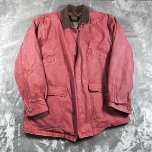 Vintage Eddie Bauer Down Jacket Mens Large Barn Coat Plaid Liner Corduroy Collar